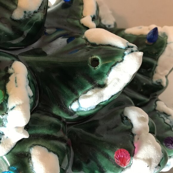 Vintage Ceramic Christmas Tree With Snow & Lights 14" Handmade - Picture 6 of 10